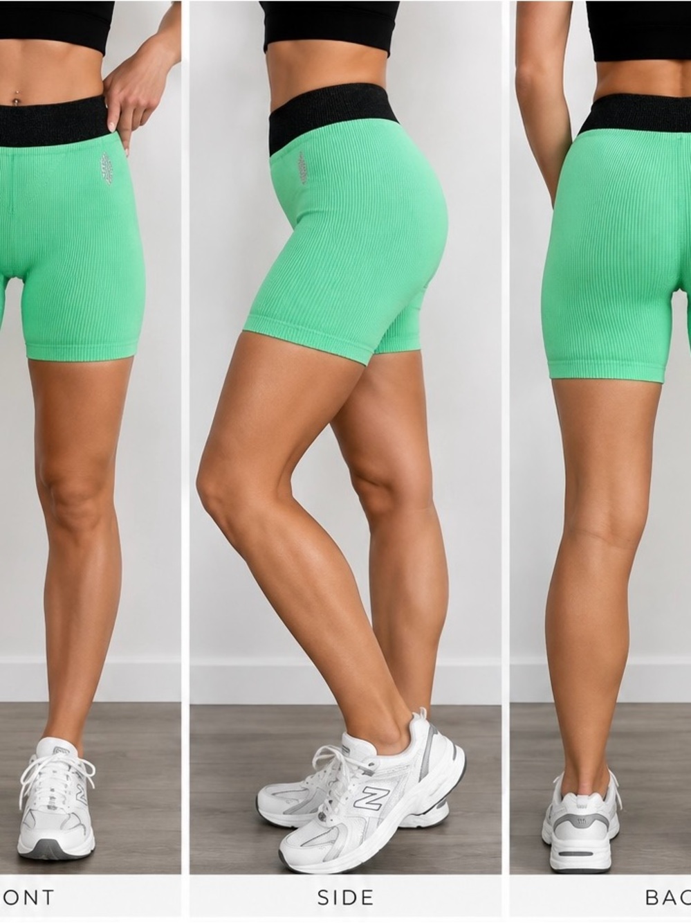 Free People Ribbed High-Waist Bike Shorts in Mint
